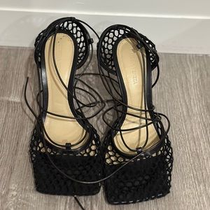 Bottega Veneta Stretch leather-trimmed mesh pumps 38
